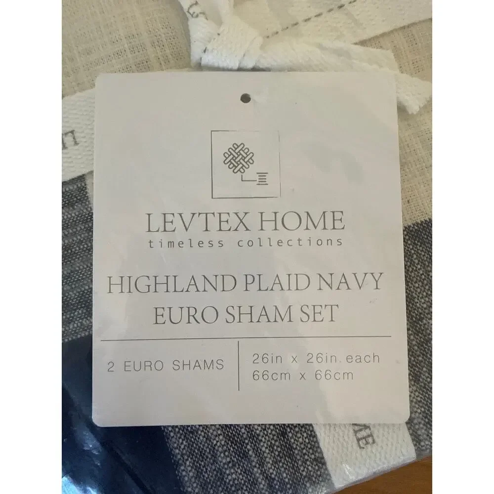 Levtex Home HIGHLAND PLAID NAVY EURO SHAM SET OF 2 26x26 Buffalo Check